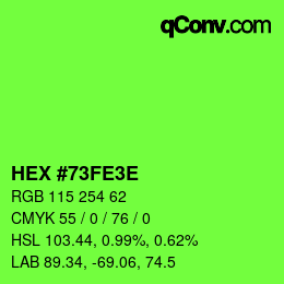 Color code: HEX #73FE3E | qconv.com
