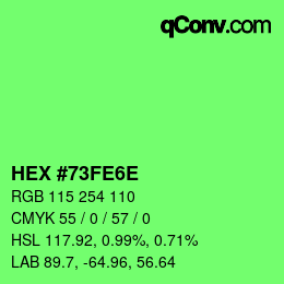 Color code: HEX #73FE6E | qconv.com