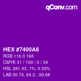 Color code: HEX #7400A8 | qconv.com