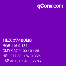 颜色代码: HEX #7400B8 | qconv.com