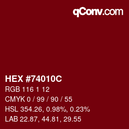 Color code: HEX #74010C | qconv.com