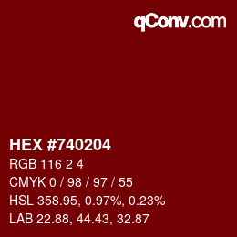 颜色代码: HEX #740204 | qconv.com
