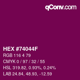 Color code: HEX #74044F | qconv.com