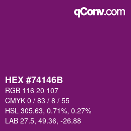 Color code: HEX #74146B | qconv.com