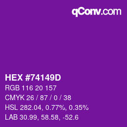 カラーコード: HEX #74149D | qconv.com
