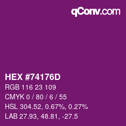 Color code: HEX #74176D | qconv.com