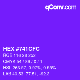 Color code: HEX #741CFC | qconv.com