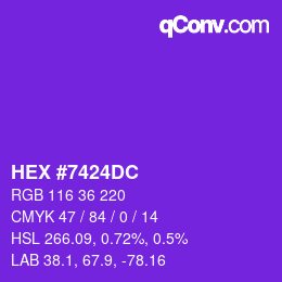 Color code: HEX #7424DC | qconv.com