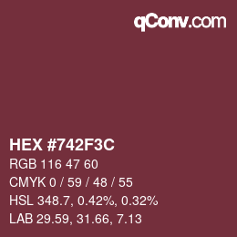 Color code: HEX #742F3C | qconv.com