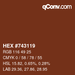 Color code: HEX #743119 | qconv.com