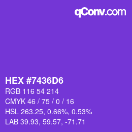 カラーコード: HEX #7436D6 | qconv.com