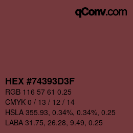 Código de color: HEX #74393D3F | qconv.com