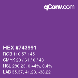 颜色代码: HEX #743991 | qconv.com