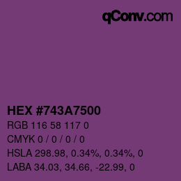 Farbcode: HEX #743A7500 | qconv.com