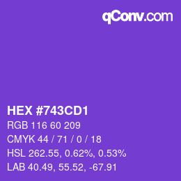カラーコード: HEX #743CD1 | qconv.com