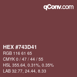 颜色代码: HEX #743D41 | qconv.com