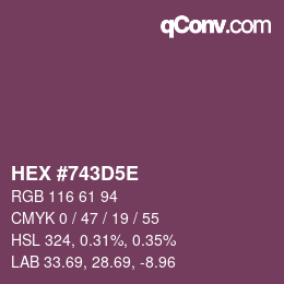 カラーコード: HEX #743D5E | qconv.com