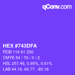 Color code: HEX #743DFA | qconv.com