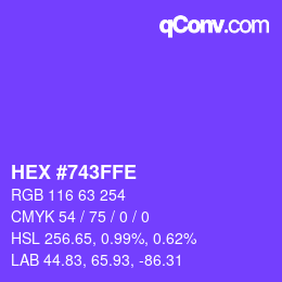 颜色代码: HEX #743FFE | qconv.com