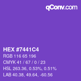 カラーコード: HEX #7441C4 | qconv.com