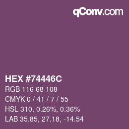 颜色代码: HEX #74446C | qconv.com