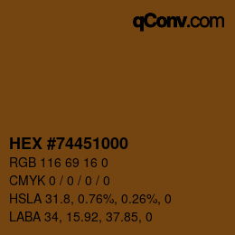 Farbcode: HEX #74451000 | qconv.com