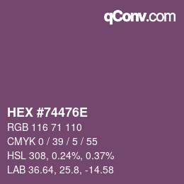 Color code: HEX #74476E | qconv.com