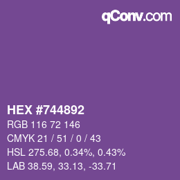 Color code: HEX #744892 | qconv.com