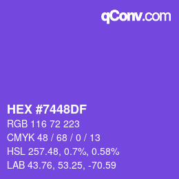 Code couleur: HEX #7448DF | qconv.com