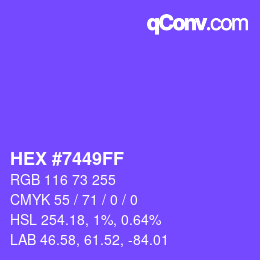 Color code: HEX #7449FF | qconv.com