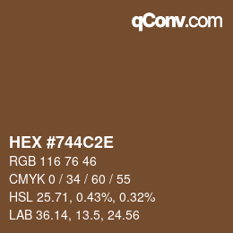 Farbcode: HEX #744C2E | qconv.com
