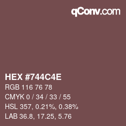 Color code: HEX #744C4E | qconv.com