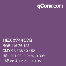 カラーコード: HEX #744C7B | qconv.com