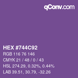 Color code: HEX #744C92 | qconv.com
