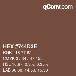 Color code: HEX #744D3E | qconv.com