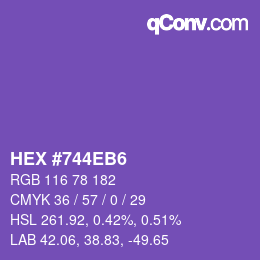 カラーコード: HEX #744EB6 | qconv.com