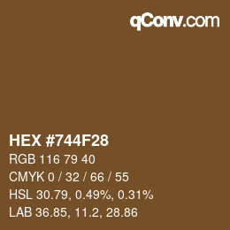 Color code: HEX #744F28 | qconv.com