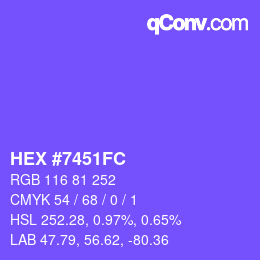 カラーコード: HEX #7451FC | qconv.com