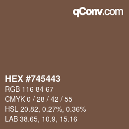 Farbcode: HEX #745443 | qconv.com