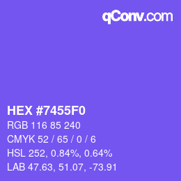 Farbcode: HEX #7455F0 | qconv.com
