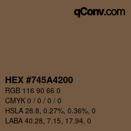 Color code: HEX #745A4200 | qconv.com