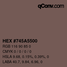 Color code: HEX #745A5500 | qconv.com