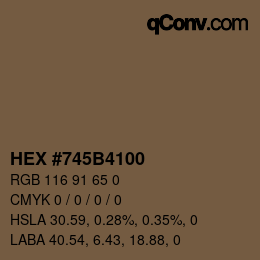 カラーコード: HEX #745B4100 | qconv.com
