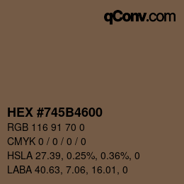 Color code: HEX #745B4600 | qconv.com