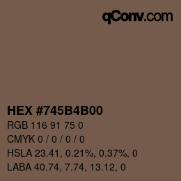 Color code: HEX #745B4B00 | qconv.com