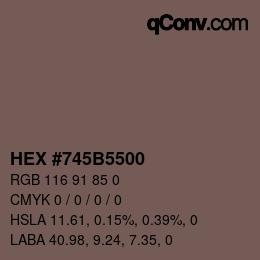 Color code: HEX #745B5500 | qconv.com