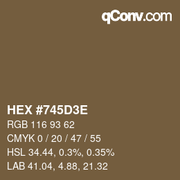 Color code: HEX #745D3E | qconv.com