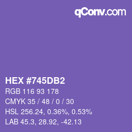 カラーコード: HEX #745DB2 | qconv.com