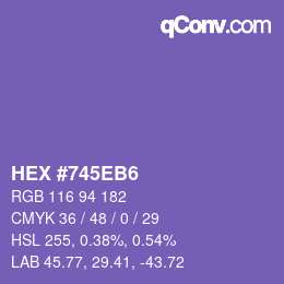カラーコード: HEX #745EB6 | qconv.com