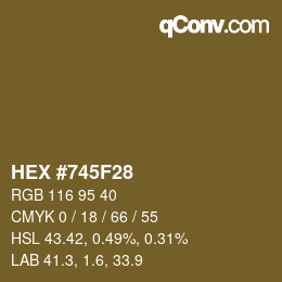 Color code: HEX #745F28 | qconv.com
